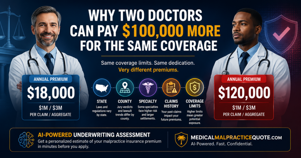 Why Two Doctors Can Pay $100,000 More for the Same Malpractice Insurance Coverage